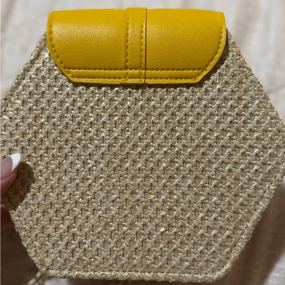 Yellow and Tan Women's Bag with Chain Strap - Picture 5 of 9